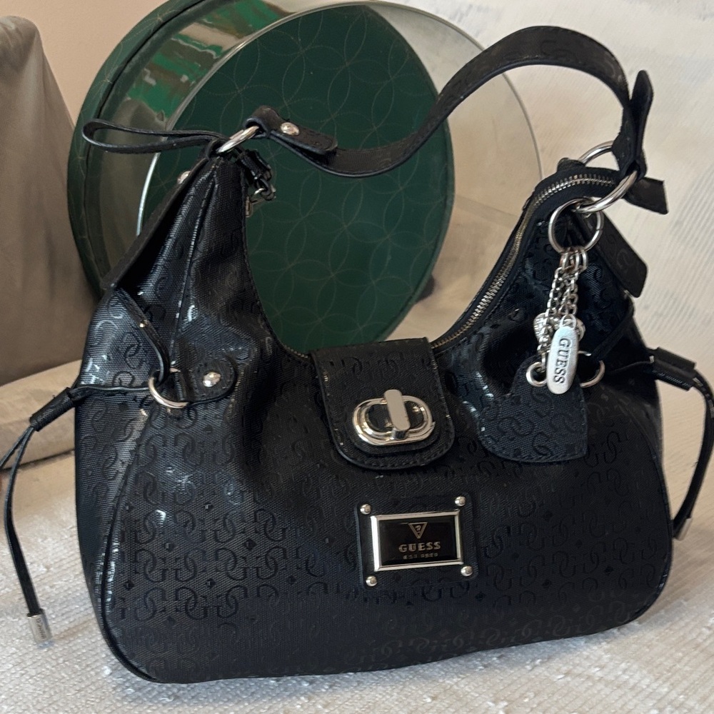 GUESS Black Embossed Shoulder Bag